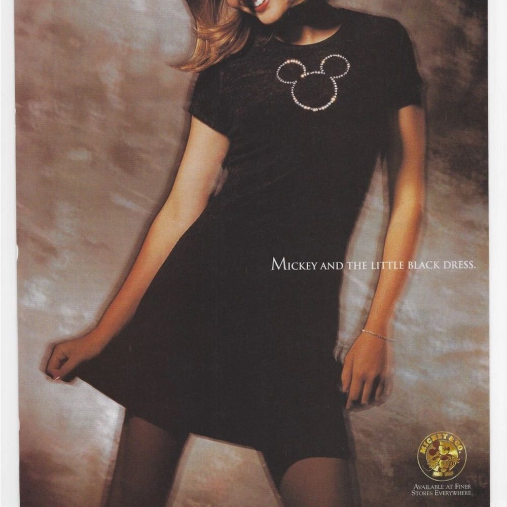 RARE vintage 1995 Mickey & Co little black velvet dress w/ rhinestone Disney